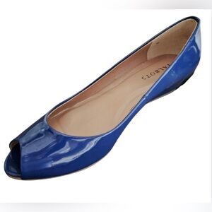Talbots Vibrant Blue Peep Toe Wedge Heels Elegant Satin Finish Size 9 Narrow